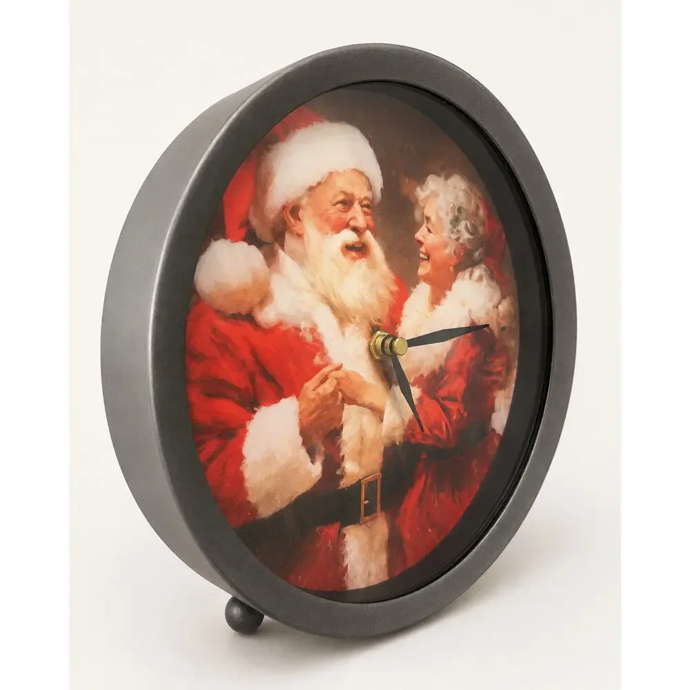 Rae Dunn Christmas Santa Clock 8” Easel Tabletop Hand Altered Holiday Decor